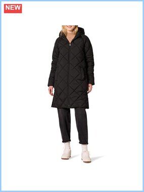 Women's Heavyweight Diamond Quilted Knee Length Puffer Jacket Winter Coat